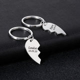 Personalized Name and Date Keyring Chain for Couple Anniversary Gift
