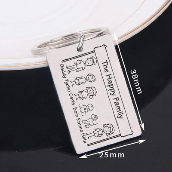 Family Name Keychain Cartoon Car Key Tag