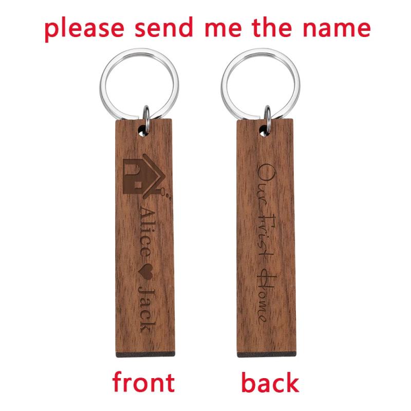 Personalized Couple Name Wooden Keychains - Our First Home