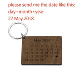 Wooden Calendar Keychain Personalized Date Hand Carved Keyring Gift