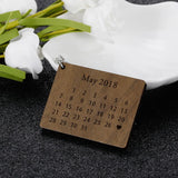 Wooden Calendar Keychain Personalized Date Hand Carved Keyring Gift