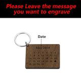 Wooden Calendar Keychain Personalized Date Hand Carved Keyring Gift