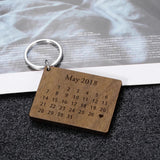 Wooden Calendar Keychain Personalized Date Hand Carved Keyring Gift