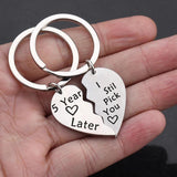 FLYANGEL Lover Keychain Couple Matching Keychain Set Engraved 5 year Later