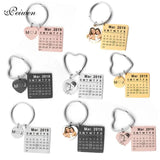 Personalized Calendar Keychain Photo Anniversary Date Engraved