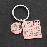 Personalized Calendar Keychain Photo Anniversary Date Engraved