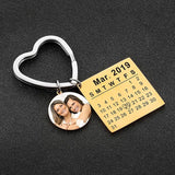 Personalized Calendar Keychain Photo Anniversary Date Engraved