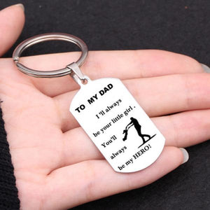 Dad My Hero Keychain Engraved - Family Gift