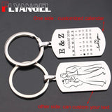 Engraved Calendar Key Chain Car Key Tag Couples Anniversary Keyring