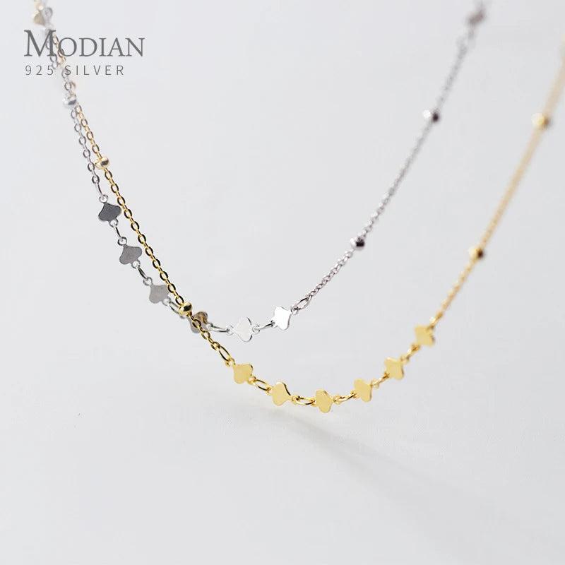 Hearts Beads Pendant Necklace 925 Sterling Silver Short Necklace