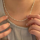 SHANICE Sterling Silver Oval Bead Ball Chain Necklace