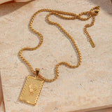 Eco-friendly Stainless Steel 18K Plated Square Pendant Necklace for Women