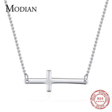 925 Sterling Silver Cross Choker Necklace Shining Chain Pendant Jewelry