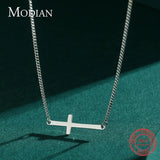 925 Sterling Silver Cross Choker Necklace Shining Chain Pendant Jewelry