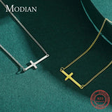 925 Sterling Silver Cross Choker Necklace Shining Chain Pendant Jewelry