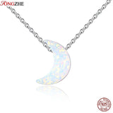 Sparkling Moon Pendant Necklace 925 Sterling Silver Jewelry