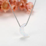 Sparkling Moon Pendant Necklace 925 Sterling Silver Jewelry