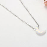 Sparkling Moon Pendant Necklace 925 Sterling Silver Jewelry