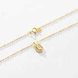 925 Silver Square CZ Sentiment Pendant Long Chain Drop Necklace