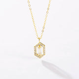925 Silver Square CZ Sentiment Pendant Long Chain Drop Necklace