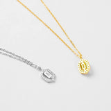 925 Silver Square CZ Sentiment Pendant Long Chain Drop Necklace