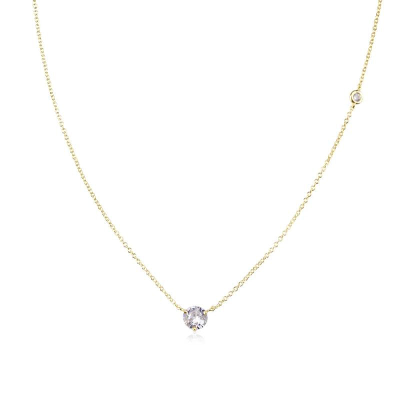 Sterling Silver Lavender Zircon Pendant Charm Necklace