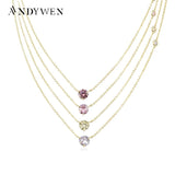 Sterling Silver Lavender Zircon Pendant Charm Necklace
