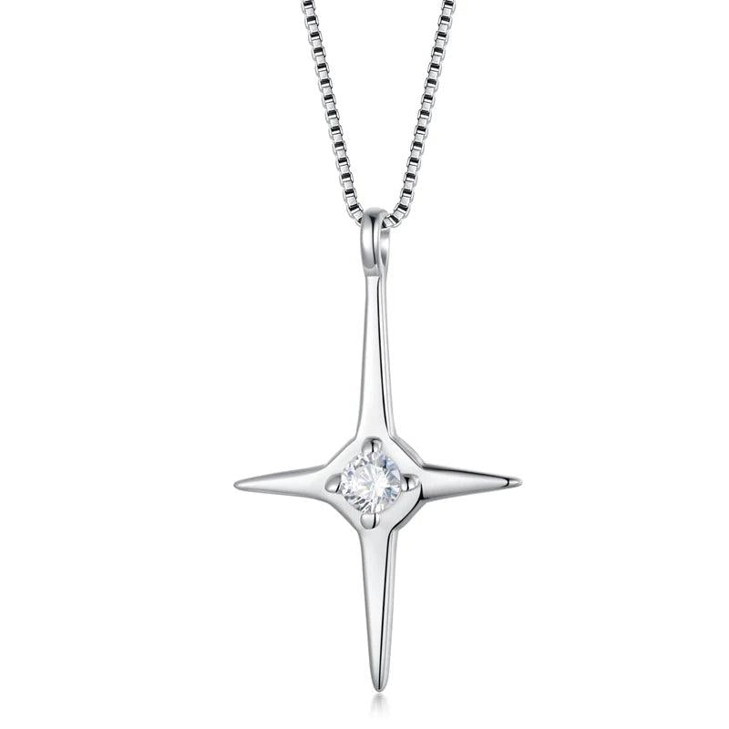 TrustDavis 925 Silver CZ Star Necklace Girls Women Birthday Wedding Gift