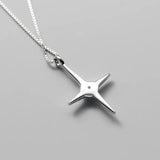 TrustDavis 925 Silver CZ Star Necklace Girls Women Birthday Wedding Gift