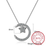 925 Silver Moon Star Pendant Necklaces Austrian Crystal Women 4 Ways Necklace