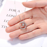 925 Silver Moon Star Pendant Necklaces Austrian Crystal Women 4 Ways Necklace