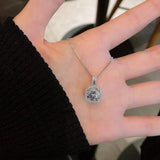 925 Silver Square Diamond Necklace Moissanite Pendant Wedding