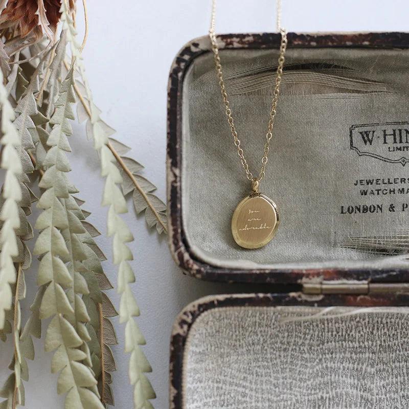 Vintage Square Brick Pea Pendant Necklace 14k Plated Chain Choker Jewelry