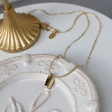 Vintage Square Brick Pea Pendant Necklace 14k Plated Chain Choker Jewelry