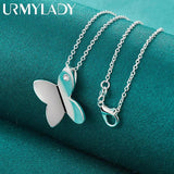 925 Silver Butterfly Pendant Necklace Snake Chain 16-30 Inch