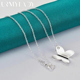 925 Silver Butterfly Pendant Necklace Snake Chain 16-30 Inch