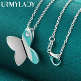 925 Silver Butterfly Pendant Necklace Snake Chain 16-30 Inch