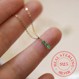 925 Silver Emerald Zircon Choker Necklace Pendant 14K Plated