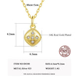 Cubic Zircon Square Pendant Necklace Romantic Flower Wave Lace Jewelry