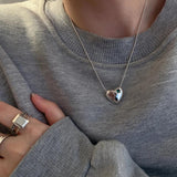 925 Silver Star Zircon Heart Pendant Necklace For Women