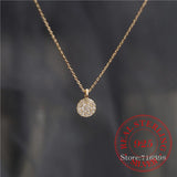 925 Silver Crystal Round Choker Necklace Pendant for Women