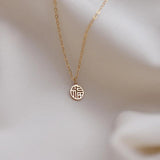 Sterling Silver Round Blessing Choker Necklace 14K Plated
