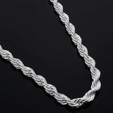 Unisex 925 Sterling Silver Chain Necklace 4MM Rope Chain