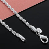 Unisex 925 Sterling Silver Chain Necklace 4MM Rope Chain