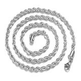 Unisex 925 Sterling Silver Chain Necklace 4MM Rope Chain