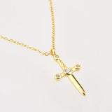 925 Silver Sword Pendant Chain Necklace Plain Wedding Rock P