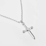 925 Silver Sword Pendant Chain Necklace Plain Wedding Rock P