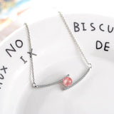 925 Silver Strawberry Crystal Zircon Necklace Choker