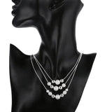 925 Sterling Silver Three Layer Chain Beads Necklace