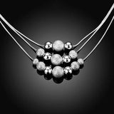925 Sterling Silver Three Layer Chain Beads Necklace
